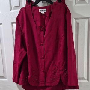 Chic Burgundy Skirt Set with Embroidered Details